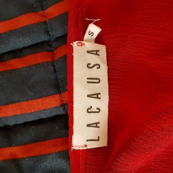 LACAUSA sheer red oversized babydoll top small - Picture 8 of 8